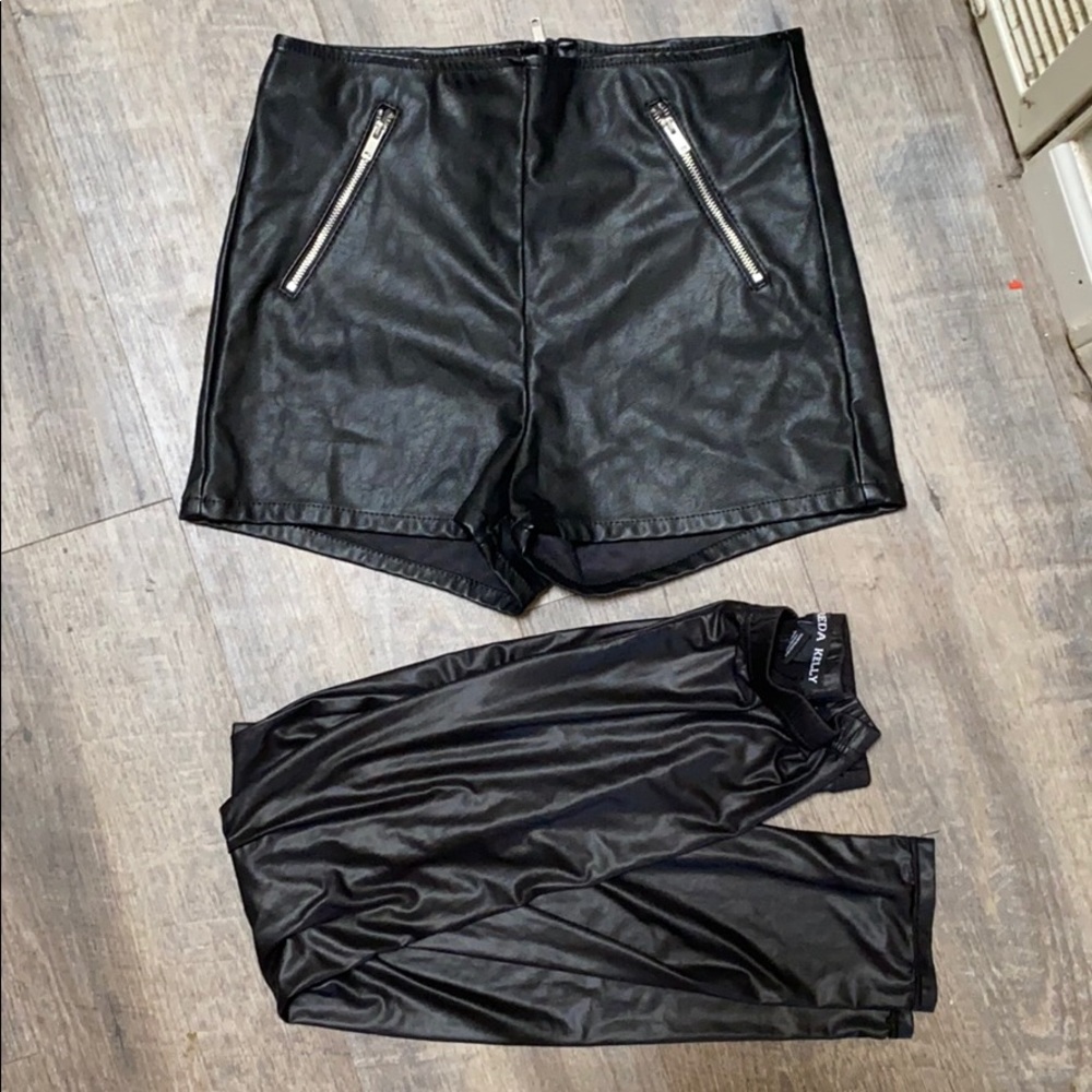 Faux leather hot pants and leggings bundle lot